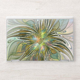Floral Fantasy Modern Fractal Art Flower With Gold HP Laptop Skin