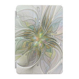 Floral Fantasy Modern Fractal Art Flower With Gold iPad Mini Cover