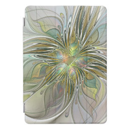 Floral Fantasy Modern Fractal Art Flower With Gold iPad Pro Cover