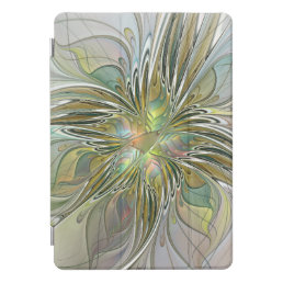 Floral Fantasy Modern Fractal Art Flower With Gold iPad Pro Cover
