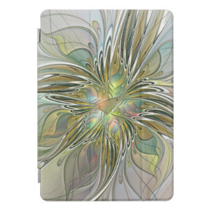 Floral Fantasy Modern Fractal Art Flower With Gold iPad Pro Cover
