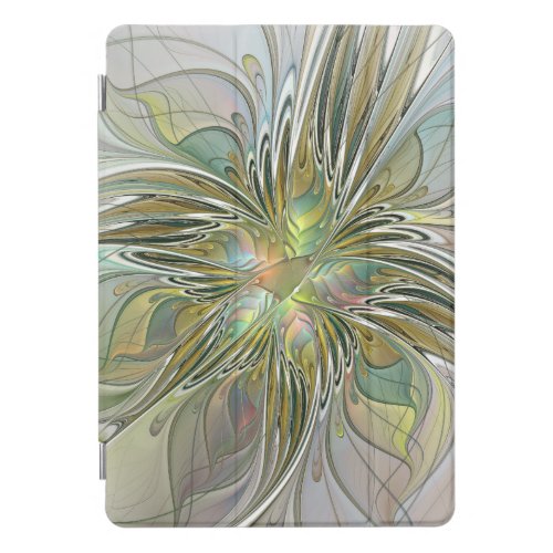 Floral Fantasy Modern Fractal Art Flower With Gold iPad Pro Cover