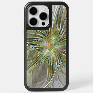 Floral Fantasy Modern Fractal Art Flower With Gold iPhone 15 Pro Max Case