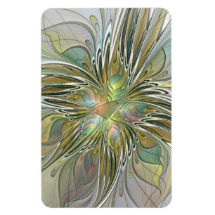 Floral Fantasy Modern Fractal Art Flower With Gold Magnet