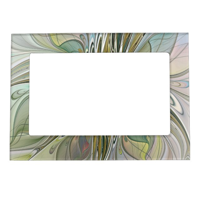 Floral Fantasy Modern Fractal Art Flower With Gold Magnetic Frame (Front)
