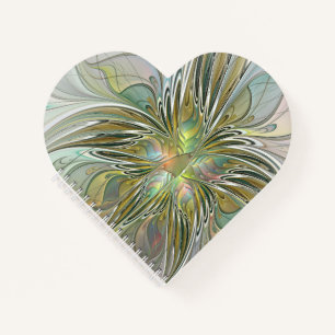 Floral Fantasy Modern Fractal Art Flower With Gold Notebook