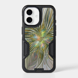 Floral Fantasy Modern Fractal Art Flower With Gold iPhone 17 Case