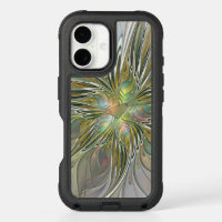 Floral Fantasy Modern Fractal Art Flower With Gold