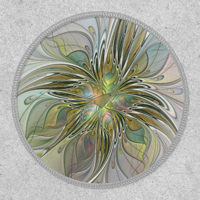 Floral Fantasy Modern Fractal Art Flower With Gold Patch (Front)