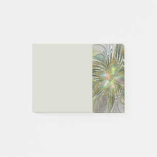 Floral Fantasy Modern Fractal Art Flower With Gold Post-it Notes