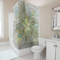 Floral Fantasy Modern Fractal Art Flower With Gold