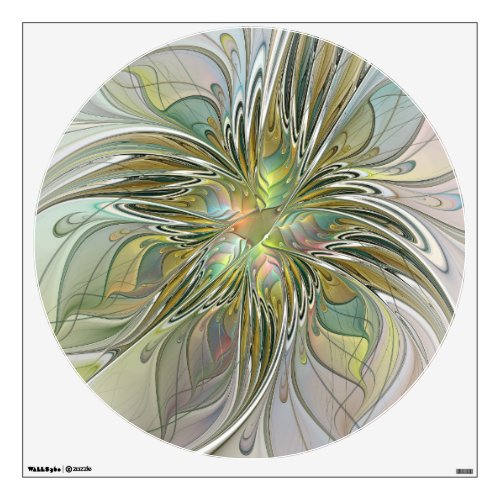 Floral Fantasy Modern Fractal Art Flower With Gold Wall Decal