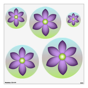 Floral Fantasy Modern Lilac Flowers Fractal Art Wall Decal