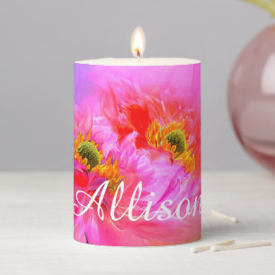 Floral fantasy personalized pillar candle