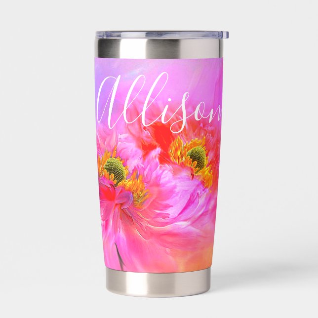 Floral fantasy personalized thermal tumbler (Left)