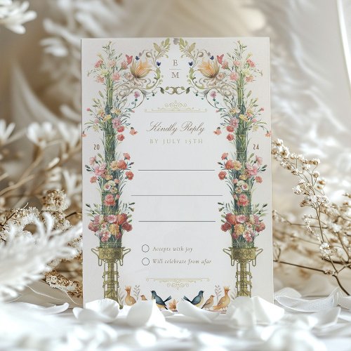 Floral Fantasy Wedding RSVP Invitation Card