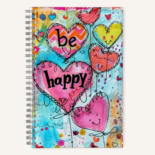 *~* Floral Fantasy  Whimsical Happy AN1 Colorful Notebook