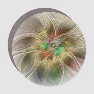 Floral Fantasy With Gold Modern Abstract Fractal Car Magnet