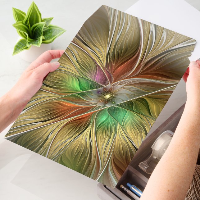 Floral Fantasy With Gold Modern Abstract Fractal Envelope Mailers (Desk)