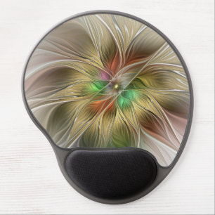 Floral Fantasy With Gold Modern Abstract Fractal Gel Mouse Pad