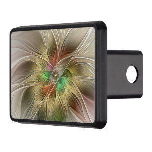 Floral Fantasy With Gold Modern Abstract Fractal Hitch Cover