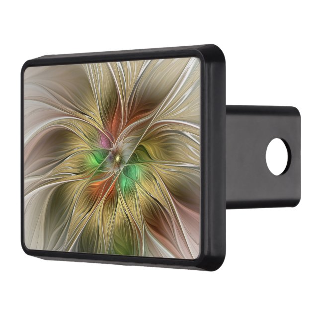 Floral Fantasy With Gold Modern Abstract Fractal Hitch Cover (Left)