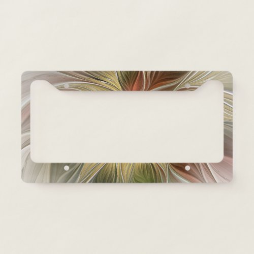 Floral Fantasy With Gold Modern Abstract Fractal License Plate Frame
