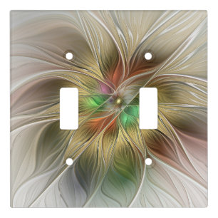 Floral Fantasy With Gold Modern Abstract Fractal Light Switch Cover