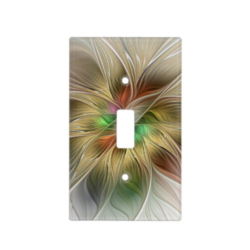 Floral Fantasy With Gold Modern Abstract Fractal Light Switch Cover