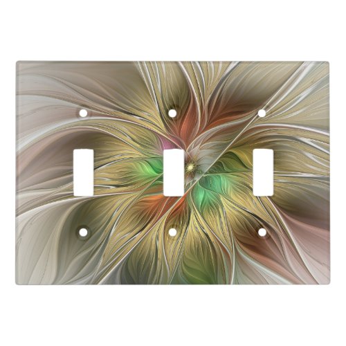 Floral Fantasy With Gold Modern Abstract Fractal Light Switch Cover