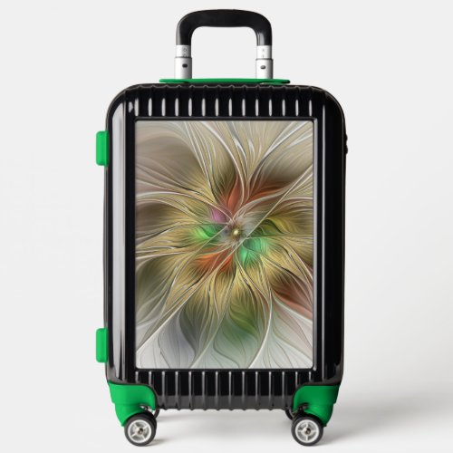 Floral Fantasy With Gold Modern Abstract Fractal Luggage