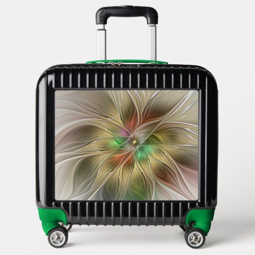 Floral Fantasy With Gold Modern Abstract Fractal Luggage