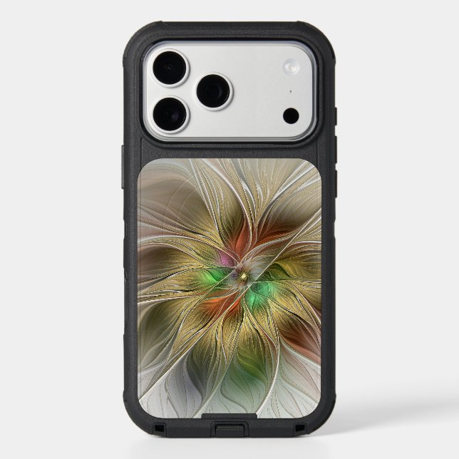 Floral Fantasy With Gold Modern Abstract Fractal Otterbox iPhone Case (Back)