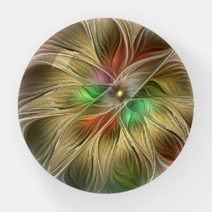 Floral Fantasy With Gold Modern Abstract Fractal Paperweight