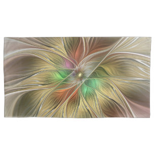 Floral Fantasy With Gold Modern Abstract Fractal Pillow Case