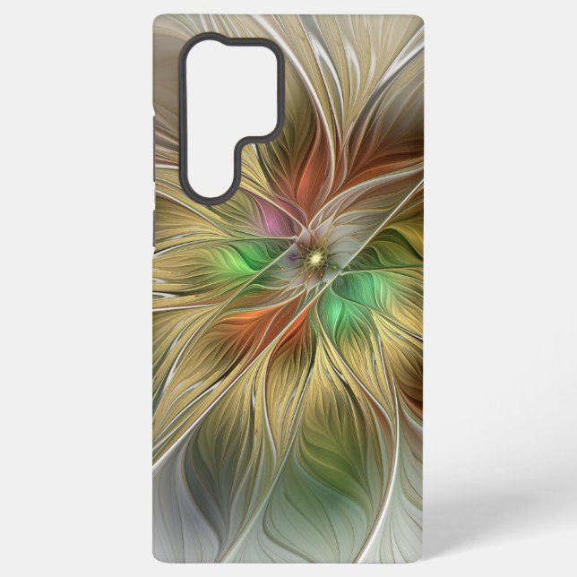 Floral Fantasy With Gold Modern Abstract Fractal Samsung Galaxy Case (Back)