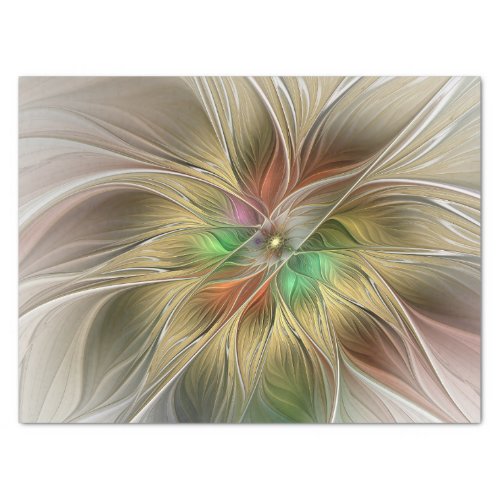 Floral Fantasy With Gold Modern Abstract Fractal Tissue Paper