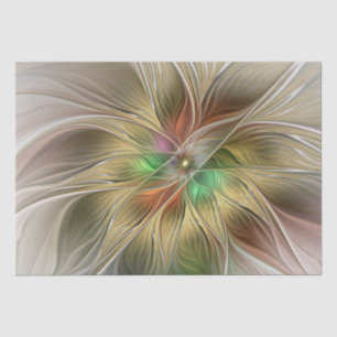 Floral Fantasy With Gold Modern Abstract Fractal Tissue Paper