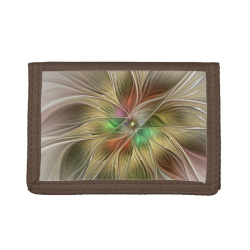 Floral Fantasy With Gold Modern Abstract Fractal Trifold Wallet