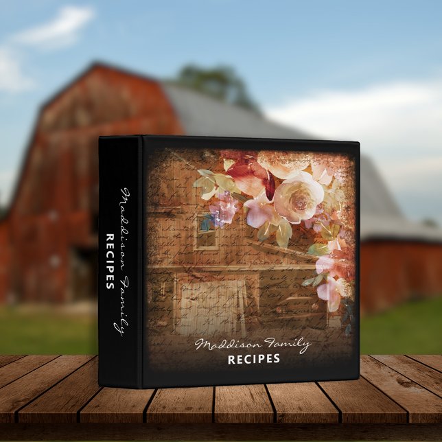 Floral Farmhouse Rustic Barn Recipe Book 3 Ring Binder (Creator Uploaded)