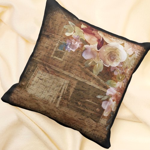 Floral Farmhouse Rustic Barn Throw Pillow