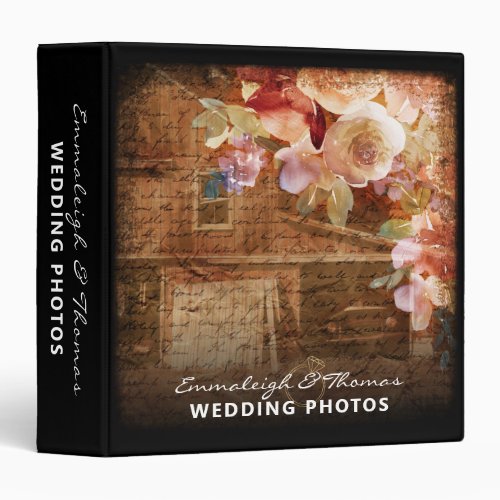 Floral Farmhouse Rustic Barn Wedding Album 3 Ring Binder