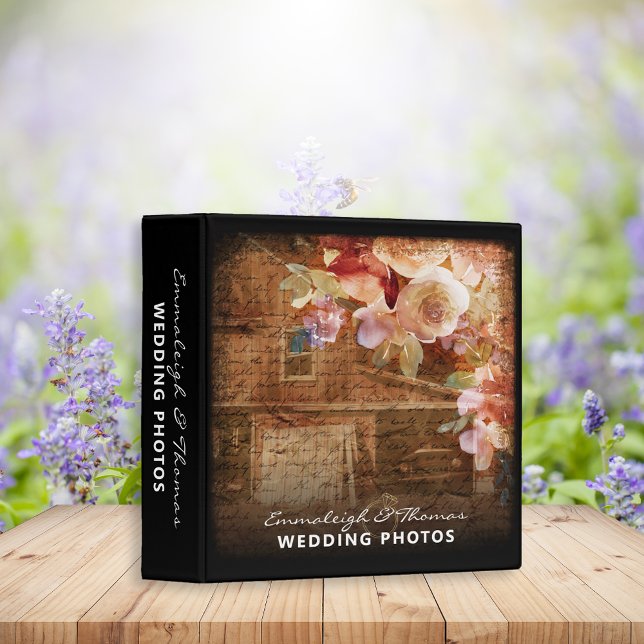 Floral Farmhouse Rustic Barn Wedding Album 3 Ring Binder (Creator Uploaded)
