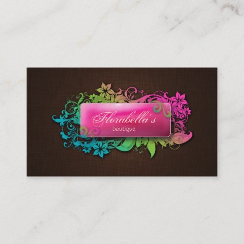 Floral Fashion Linen Pink Brown Business Card Templates