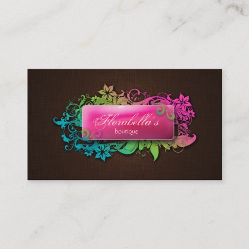 Customizable Floral Fashion Linen Pink Brown Business Card Templates