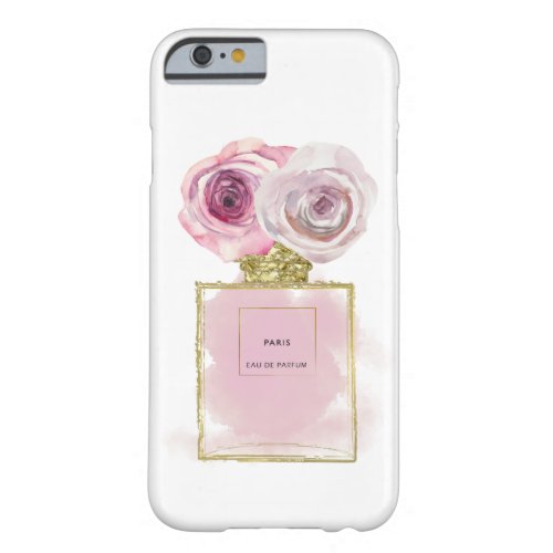 Floral Fashion Perfume Bottle Pink Roses Gold Glam Barely There iPhone 6 Case