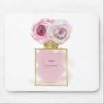 Floral Fashion Perfume Bottle Pink Roses Gold Glam Mouse Pad<br><div class="desc">Add text or leave blank.</div>
