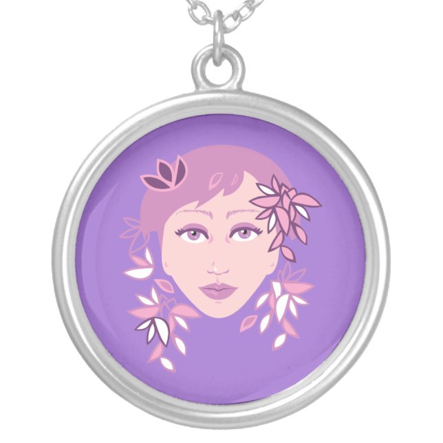 Floral Fashion Silver Plated Necklace (Front)