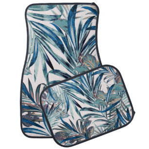 Floral fashion tropical vintage pattern with palm car floor mat