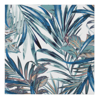 Floral fashion tropical vintage pattern with palm faux canvas print
